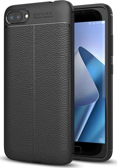 Asus Zenfone 4 Max (5.5'') ZC554KL Kılıf Deri Dokulu Silikon Siyah