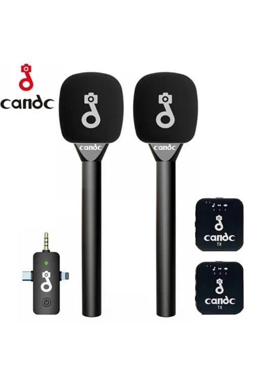 Çift Mikrofonlu Profosyonel Kablosuz Yüksek Kaliteli Ses Kaydı Röportaj Mikrofonu