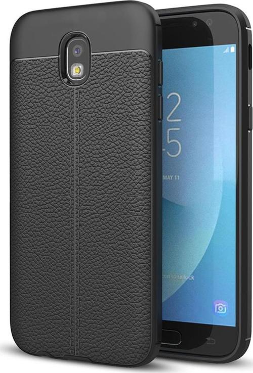 Samsung Galaxy J5 Pro Kılıf Deri Dokulu Silikon Siyah