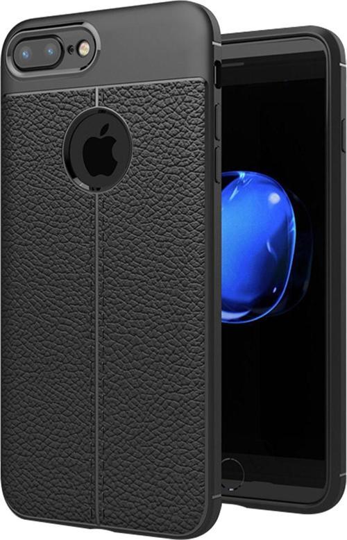 Apple iPhone 8 Plus Kılıf Deri Dokulu Silikon Siyah