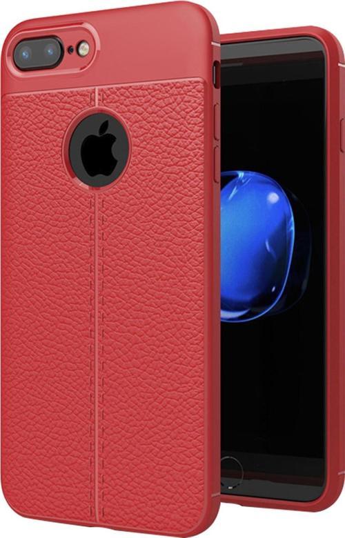 Apple iPhone 8 Plus Kılıf Deri Dokulu Silikon Kırrmızı