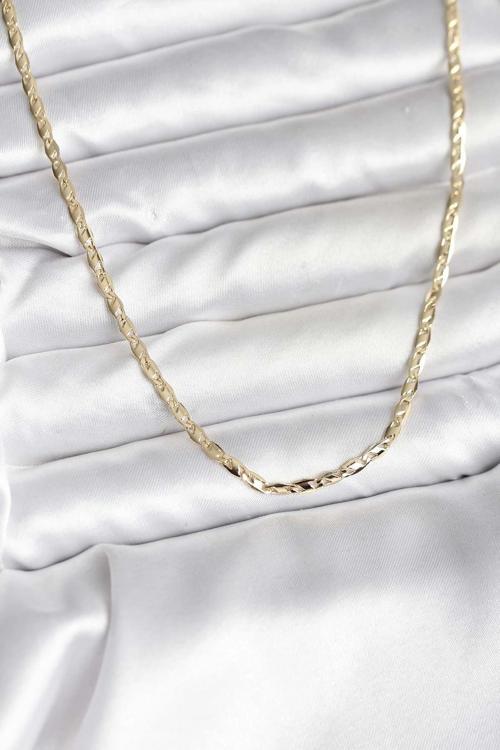 14K Gold Renk Kaplama Ezme Zincir Model CM Kadın Kolye