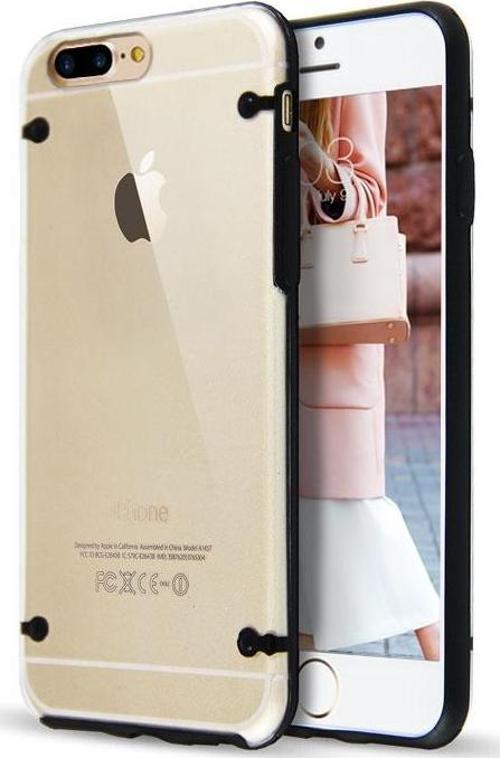 Hybrid Transparant iPhone 8 Plus Kılıf Siyah