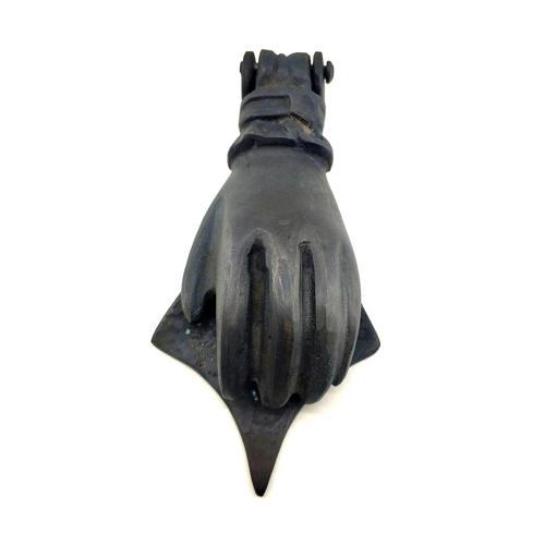 Antika Tarz Dekoratif Pirinç El Kapı Tokmağı, Taktak - 167x75 Mm, Oksit