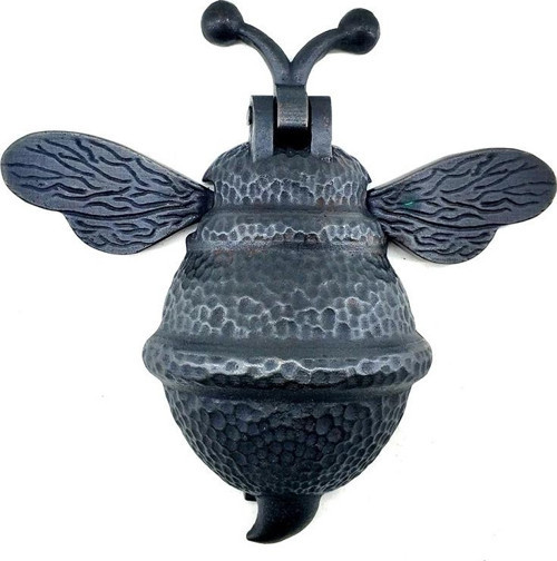 Antika Tarz Dekoratif Pirinç Arı Kapı Tokmağı, Taktak - Büyük, 163x150mm, Oksit