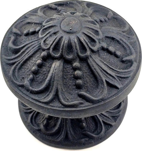 Antika Tarz Dekoratif Pirinç Çiçekli Kapı Tokmağı - 80 mm Çap, Oksit