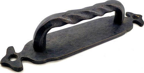 Antika Tarz Dekoratif Pirinç Burgulu Çekme Kol - 148x33 mm, Oksit