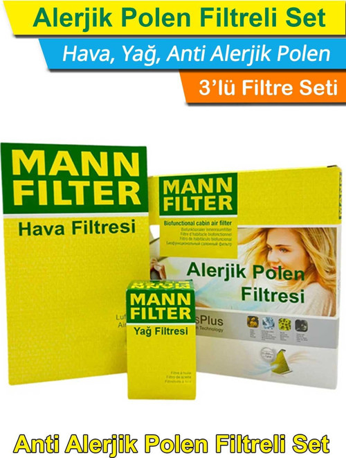 BMW 5 Serisi F10 5.28i 3.0 MANN Filtre Bakım Seti 2011-2012 Hava+Yağ+A.Alerjik Polen