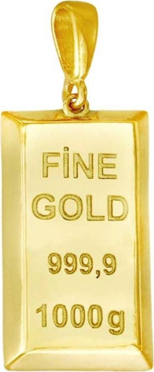 14 Ayar Altın Külçe Kolye Ucu T076384