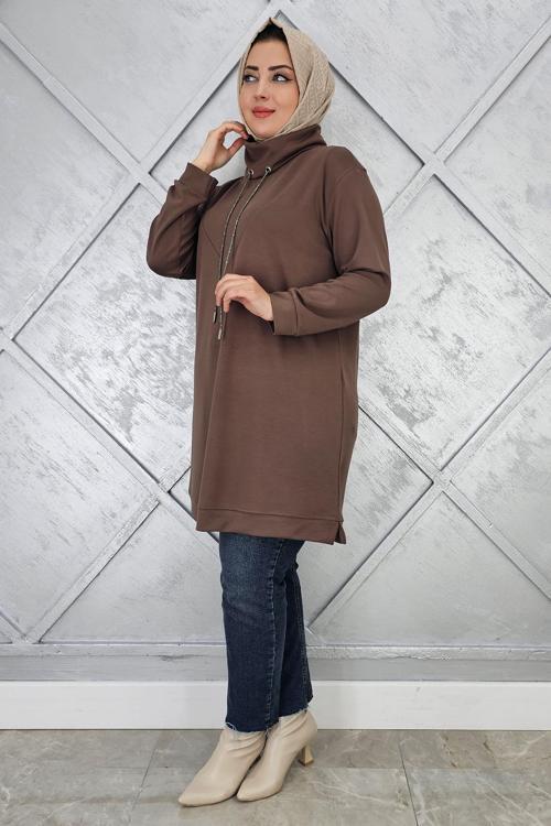 KADIN BAĞ İPİ DETAYLI TESETTÜR TUNİK