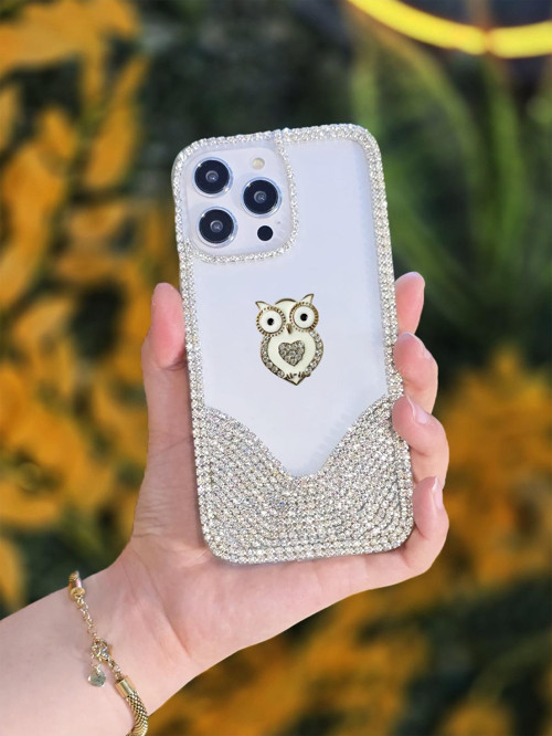 iPhone 14 Pro Max Uyumlu 3 Boyutlu Karakterli Taşlı Premium Lüüx Koruyucu Telefon Kılıfı