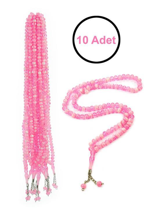 10 Adet 99lu Namaz Tesbihi 10mm Hac Umre Hediyelik - Pembe