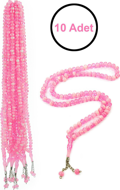 10 Adet 99lu Namaz Tesbihi 10mm Hac Umre Hediyelik - Pembe