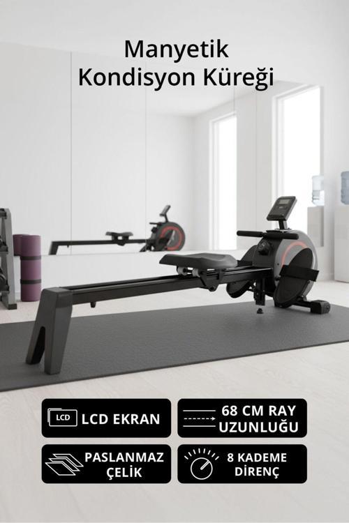 T-231 Manyetik Kondisyon Küreği / Paslanmaz Çelik / 8 Kademeli Direnç Ayarı / 68 cm Ray Uzunluğu