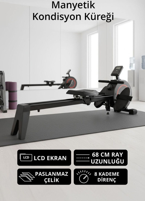 T-231 Manyetik Kondisyon Küreği / Paslanmaz Çelik / 8 Kademeli Direnç Ayarı / 68 cm Ray Uzunluğu