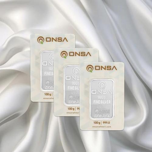 3 Adet 100 Gr Onsa Gümüş Külçe