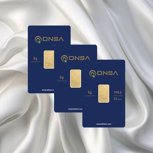 3 Adet 5 Gr 24 Ayar Onsa Gram Altın