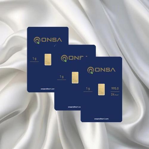 3 Adet 1 Gr 24 Ayar Onsa Gram Altın