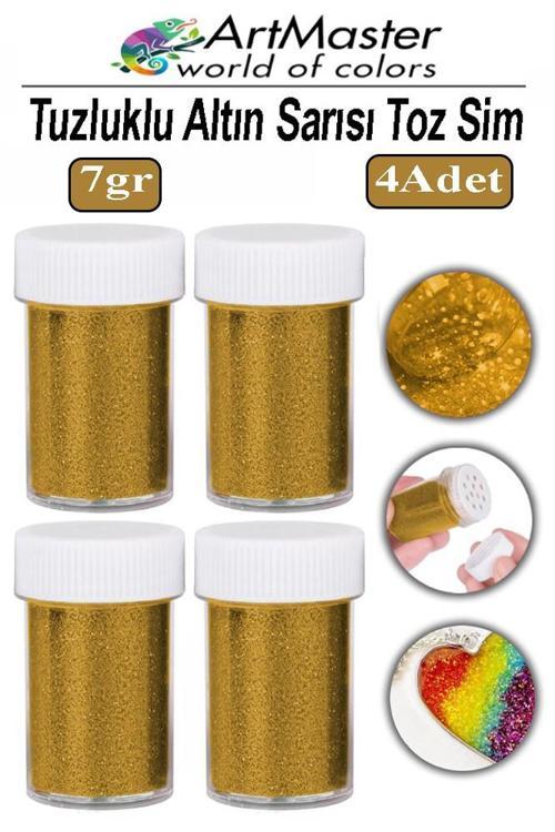 Toz Sim Altın Sarı 4 Adet 7 Gr Tuzluklu Etkinlik Ders Okul Slime Dekorasyon Renkli Toz Sim Dekor Süsleme