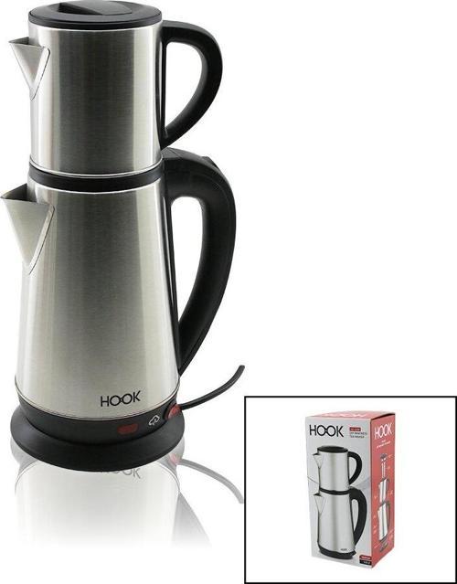 ELEKTRİKLİ ÇAY MAKİNESİ ÇAYCI SET 1.8LT SU ISITICI PLS.+ 0.8LT DEMLİK ÇELİK TABAN 1800W 360 DERECE GÖVDE HK-509 (2818)