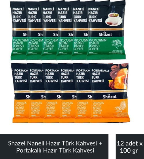 Naneli Hazır Türk Kahvesi 100 gr x 6 Adet + Portakallı Hazır Türk Kahvesi 100 gr x 6 Adet