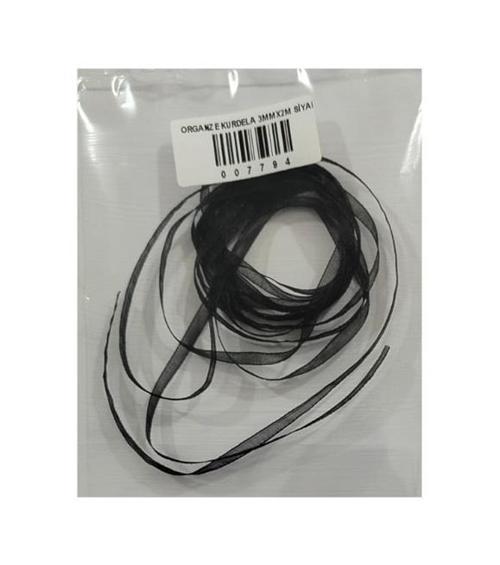 Organze Kurdela 3Mmx2M Siyah - 5 paket