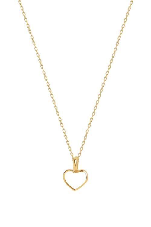 Beyaz Mineli Kalp Altın Kolye