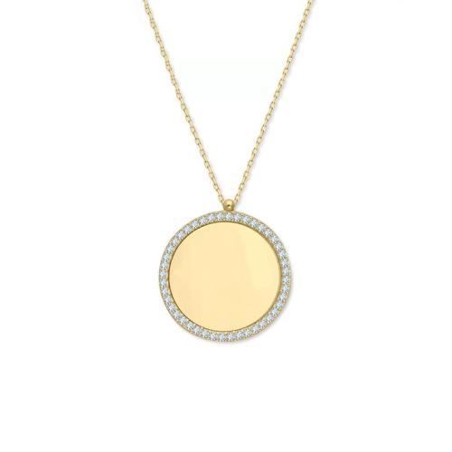 Altın Taşlı Plaka Kolye