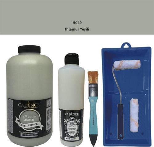Mobilya Boyası-Cadence Multisurface H-049 Ihlamur 2000Ml Ultimate Vernik Mat 500Ml Saten Rulo Set