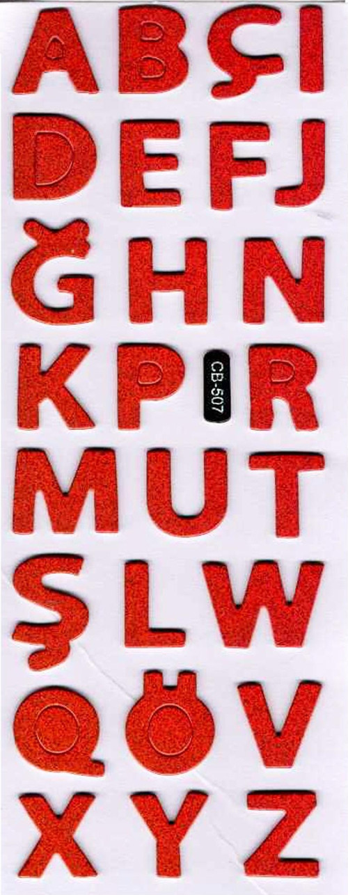 Sticker Kabartmalı Sticker Defter Planlayıcı Etiket (cb507) 16x7 cm- Kırmızı Harfler