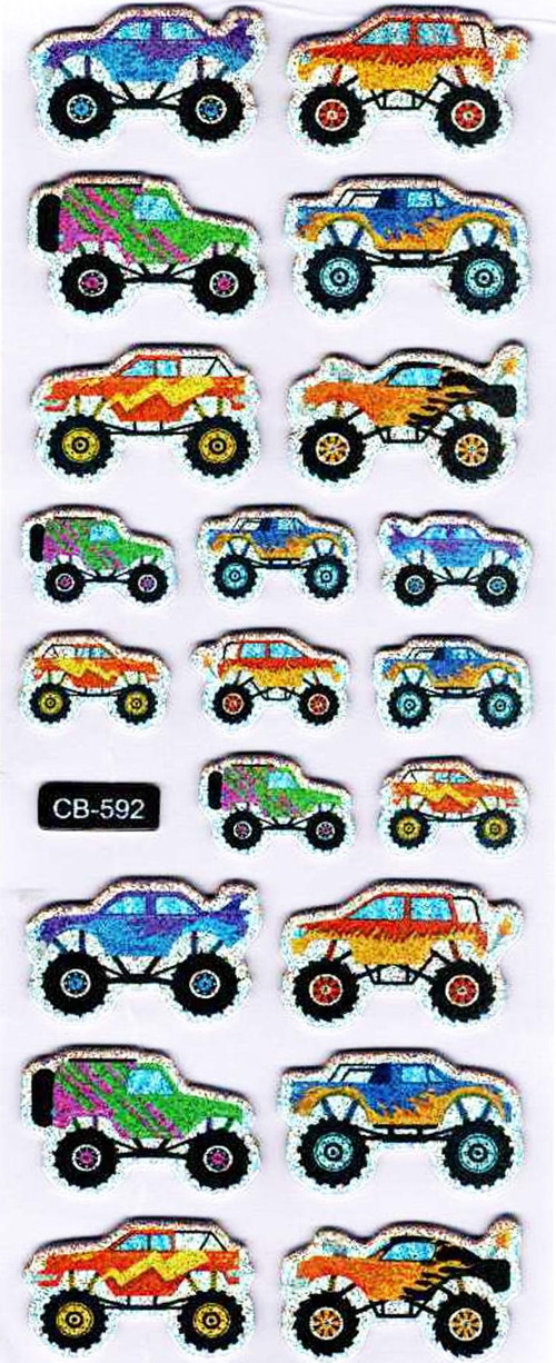 Sticker Kabartmalı Sticker Defter Planlayıcı Etiket (cb592) 16x7 cm- Monster Truck Araba