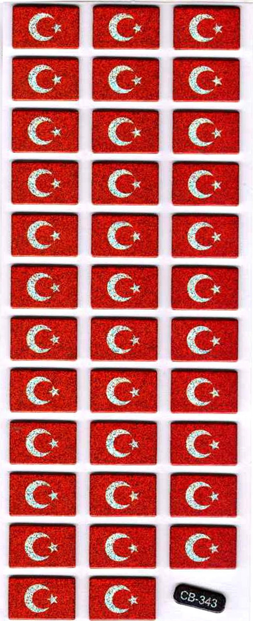 Sticker Kabartmalı Sticker Defter Planlayıcı Etiket (cb343) 16x7 cm- Türk Bayrağı