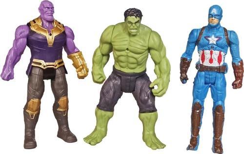 Thanos, Hulk, Captian America 3'Lü Işıklı Avengers Seti 16Cm.