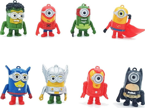 Minion Seti 8'Li Oyuncak Avengers Süper Kahramanlar Minion Seti