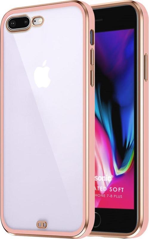 Apple iPhone 7 Plus Kılıf Laser Plated Soft Pembe