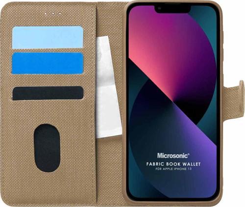 Appple iPhone 13 Kılıf Fabric Book Wallet Gold
