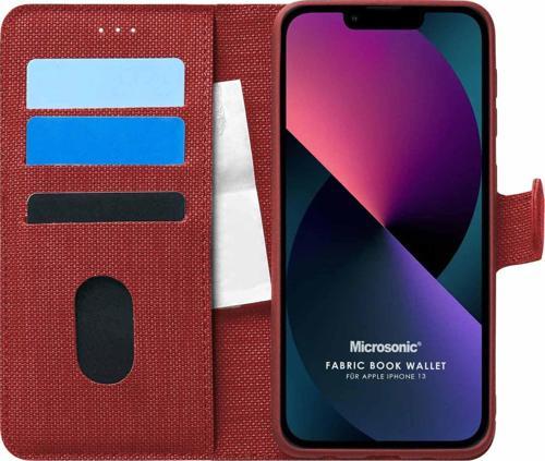 Appple iPhone 13 Kılıf Fabric Book Wallet Kırmızı