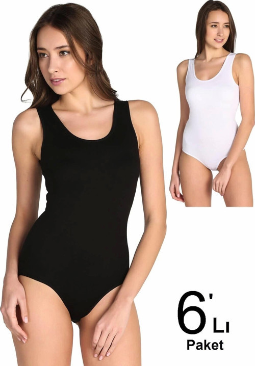 Kadın Karışık Renk 6'Lı Paket Likralı Kancalı Çıtçıtlı Body Elf568T0149Ccm6