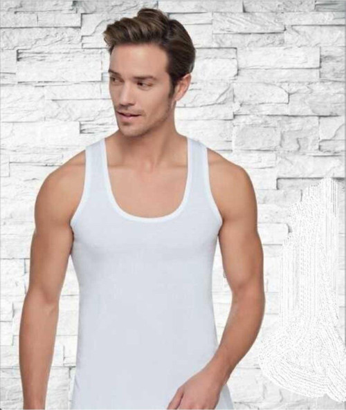 Erkek Beyaz 2`Li %100 Pamuk Penye Atlet 4Xl-7