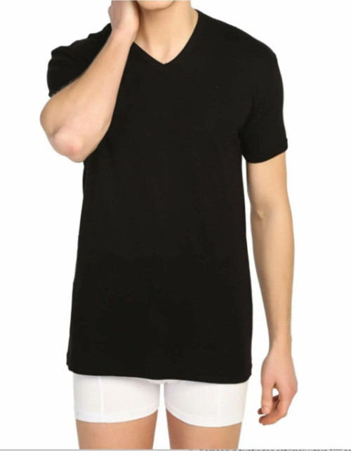 Erkek Siyah V Yaka Fanila 3 'Lü Tshirt