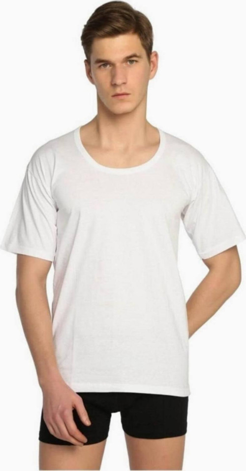 Erkek Beyaz Penye Bisiklet Yaka Yarım Kollu Fanila Mrtb2 Yeni Sezon (12 Adet Ekonomik Paket)