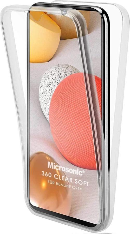 Realme C25Y Kılıf 6 tarafı tam full koruma 360 Clear Soft Şeffaf