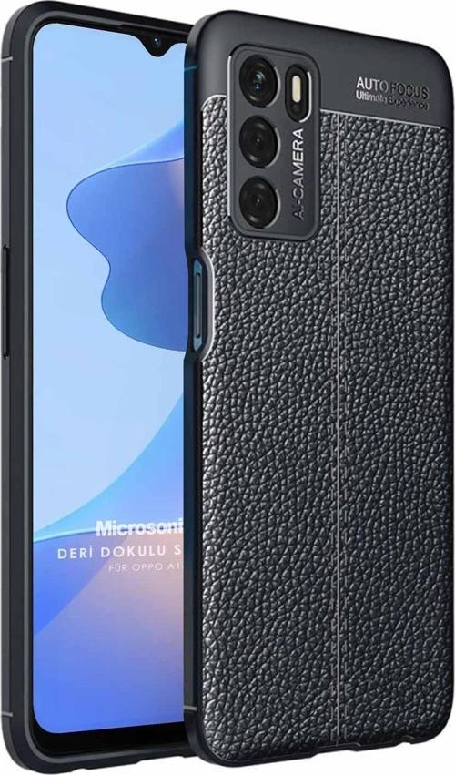 Oppo A16 Kılıf Deri Dokulu Silikon Siyah