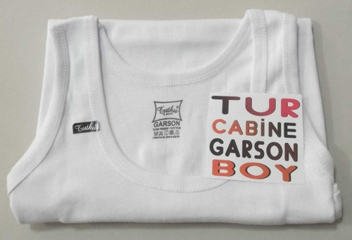 Erkek Çocuk Pamuklu Ter Emici Likralı Garson Boy 13-14 Yaş Kalın Askılı Beyaz Renk Atlet 1 Adet