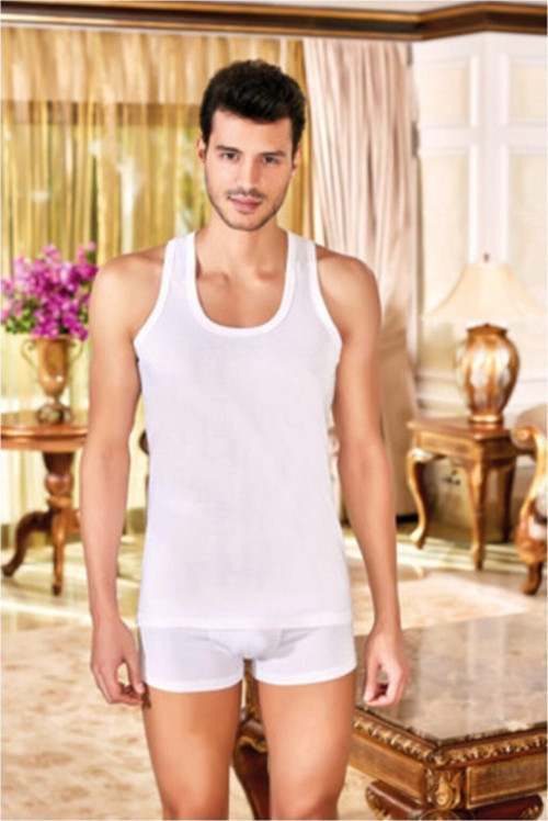 Erkek Beyaz 2'Li Paket Klasik Penye Atlet