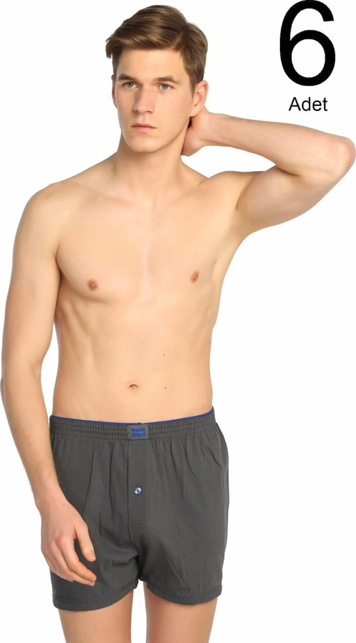 Erkek Gri Boxer 6'Lı Paket