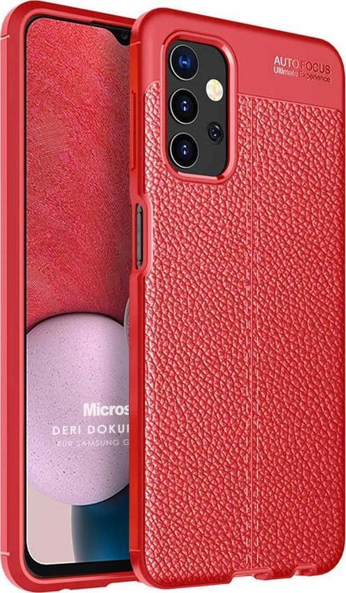 Samsung Galaxy A13 4G Kılıf Deri Dokulu Silikon Kırmızı