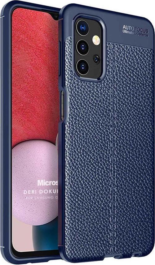 Samsung Galaxy A13 4G Kılıf Deri Dokulu Silikon Lacivert