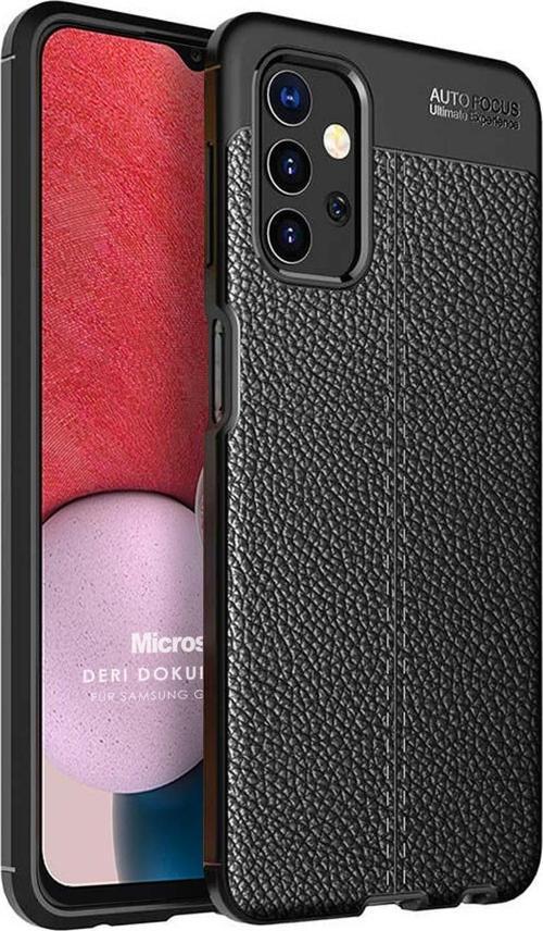 Samsung Galaxy A13 4G Kılıf Deri Dokulu Silikon Siyah