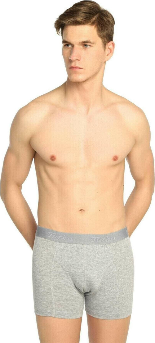 Erkek Elastan Likralı Boxer 6'Lı Paket-Gri